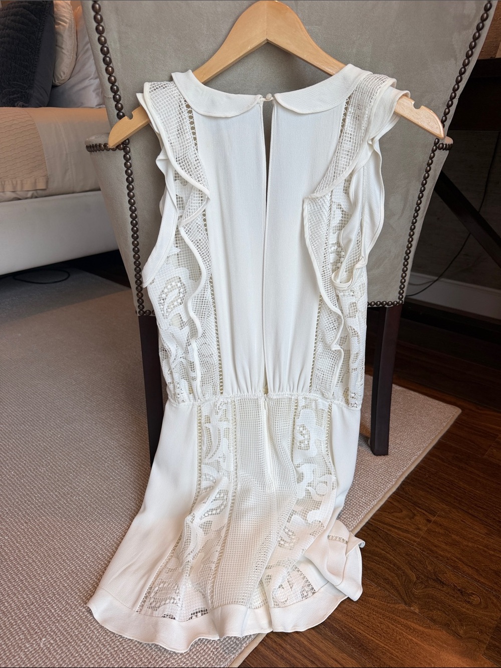 Alexis Cream Ruffle & Lace Detail Mini Dress - Picture 3 of 3